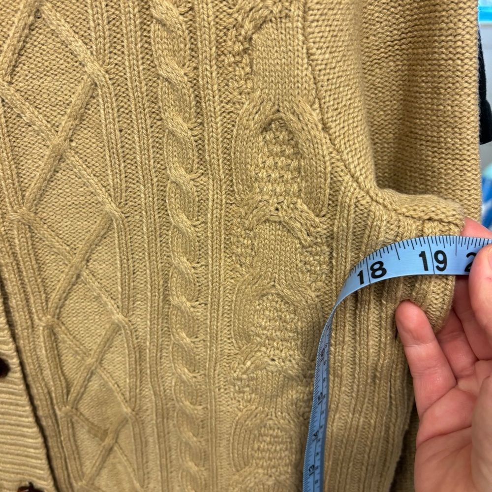 NWT collared cable knit tan cardigan, medium - Picture 7 of 8